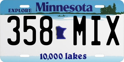 MN license plate 358MIX