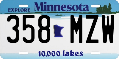 MN license plate 358MZW