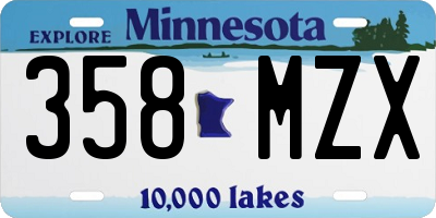 MN license plate 358MZX