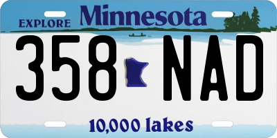 MN license plate 358NAD