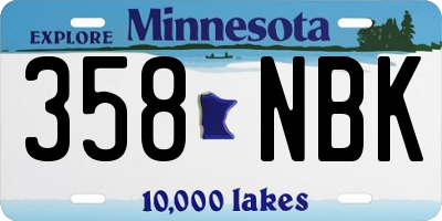 MN license plate 358NBK