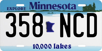 MN license plate 358NCD