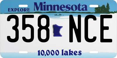 MN license plate 358NCE