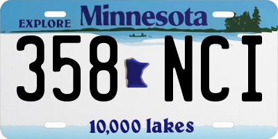 MN license plate 358NCI