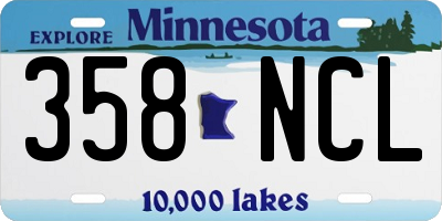 MN license plate 358NCL