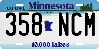 MN license plate 358NCM