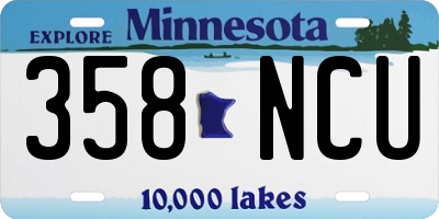 MN license plate 358NCU