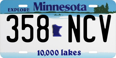 MN license plate 358NCV