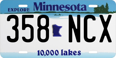 MN license plate 358NCX