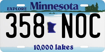 MN license plate 358NOC