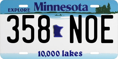 MN license plate 358NOE