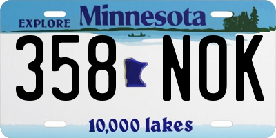MN license plate 358NOK