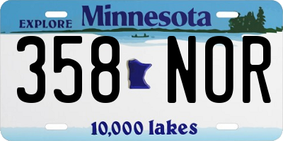 MN license plate 358NOR