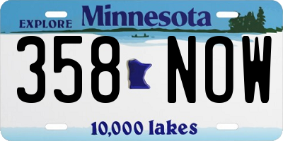 MN license plate 358NOW