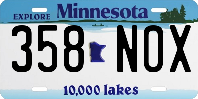 MN license plate 358NOX