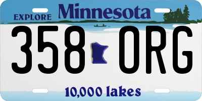 MN license plate 358ORG