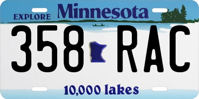 MN license plate 358RAC