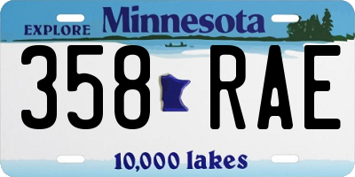 MN license plate 358RAE