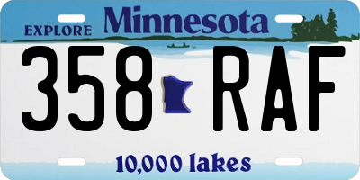 MN license plate 358RAF