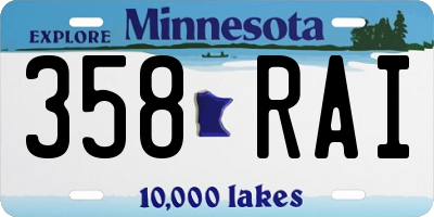 MN license plate 358RAI