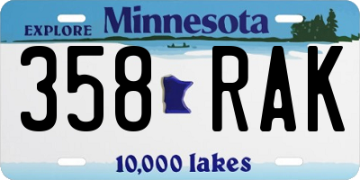 MN license plate 358RAK