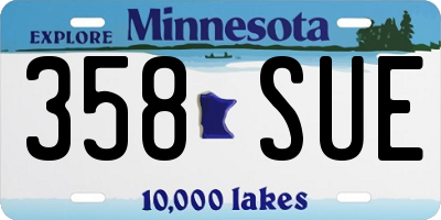 MN license plate 358SUE