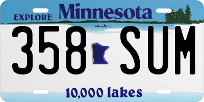 MN license plate 358SUM