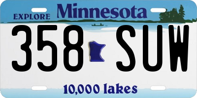 MN license plate 358SUW