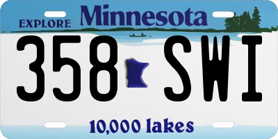 MN license plate 358SWI