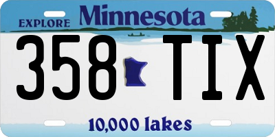 MN license plate 358TIX