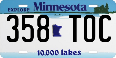 MN license plate 358TOC