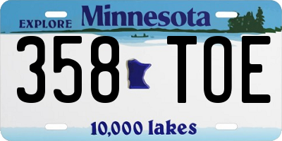 MN license plate 358TOE