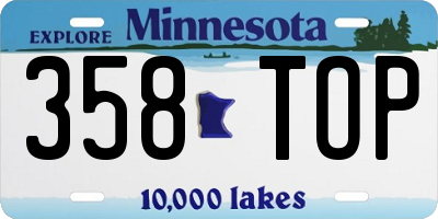 MN license plate 358TOP