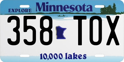MN license plate 358TOX