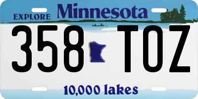 MN license plate 358TOZ