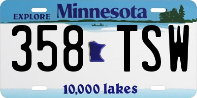 MN license plate 358TSW