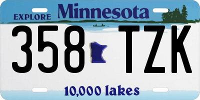 MN license plate 358TZK