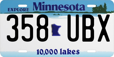 MN license plate 358UBX
