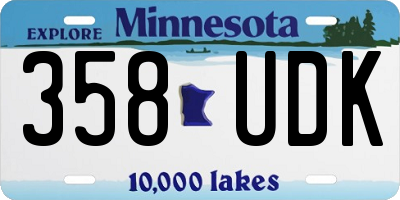 MN license plate 358UDK
