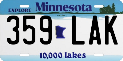 MN license plate 359LAK