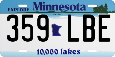 MN license plate 359LBE