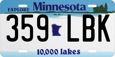 MN license plate 359LBK