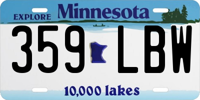 MN license plate 359LBW