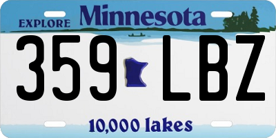 MN license plate 359LBZ