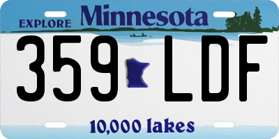 MN license plate 359LDF