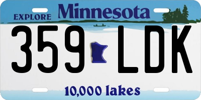 MN license plate 359LDK