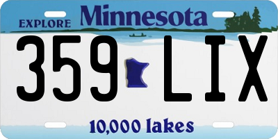 MN license plate 359LIX