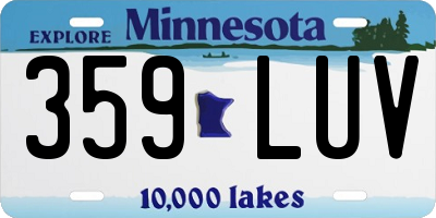 MN license plate 359LUV