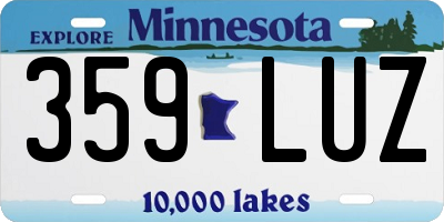 MN license plate 359LUZ