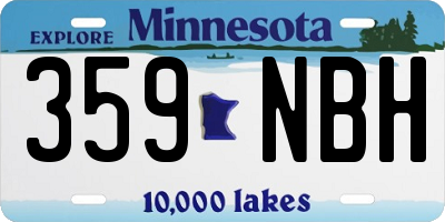 MN license plate 359NBH